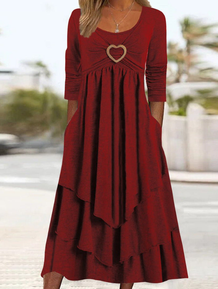 【S-3XL】Vruća rasprodaja, nova haljina 2023., jednobojna, ležerna, ljubavna dekoracija do struka