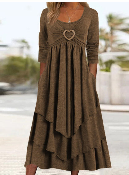 【S-3XL】Vruća rasprodaja, nova haljina 2023., jednobojna, ležerna, ljubavna dekoracija do struka