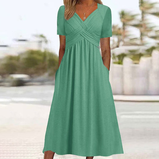 【S-3XL】Ljetna modna ležerna jednobojna haljina
