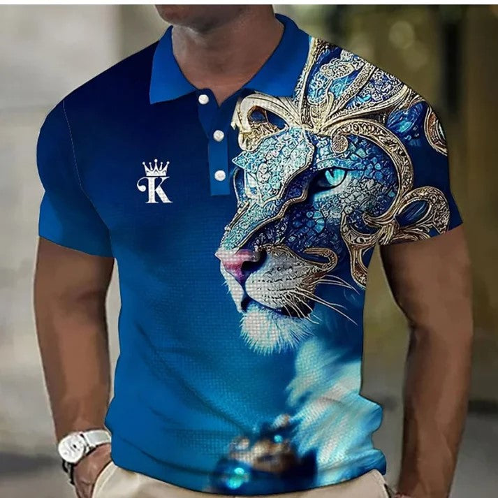 2024 Muška polo majica s 3D printom lavova