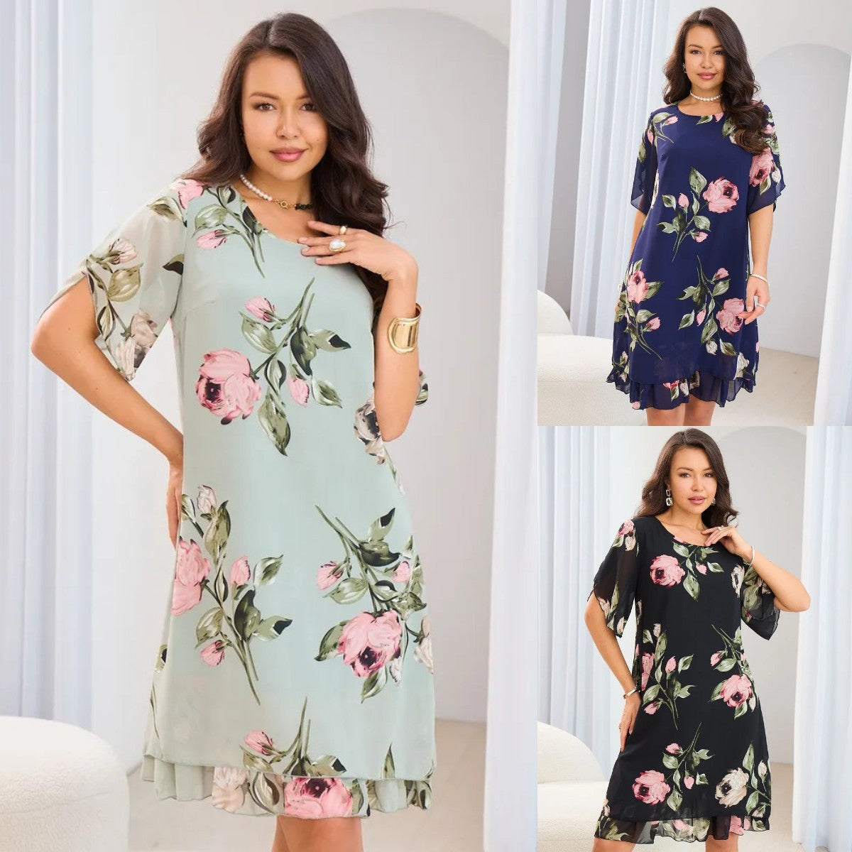 💐【S-5XL】Rochie imprimata eleganta