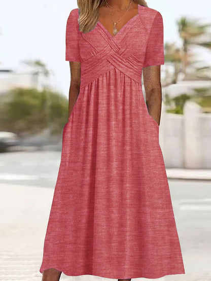 【S-3XL】Ljetna modna ležerna jednobojna haljina