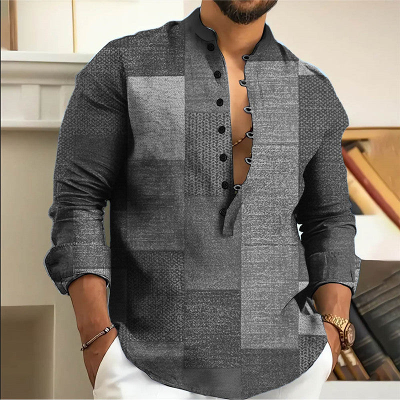 🔥🔥【S-3XL】Muška pamučna lanena košulja s geometrijskim uzorkom