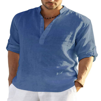 【S-5XL】Muška košulja dugih rukava od pamučne i lanene tkanine.